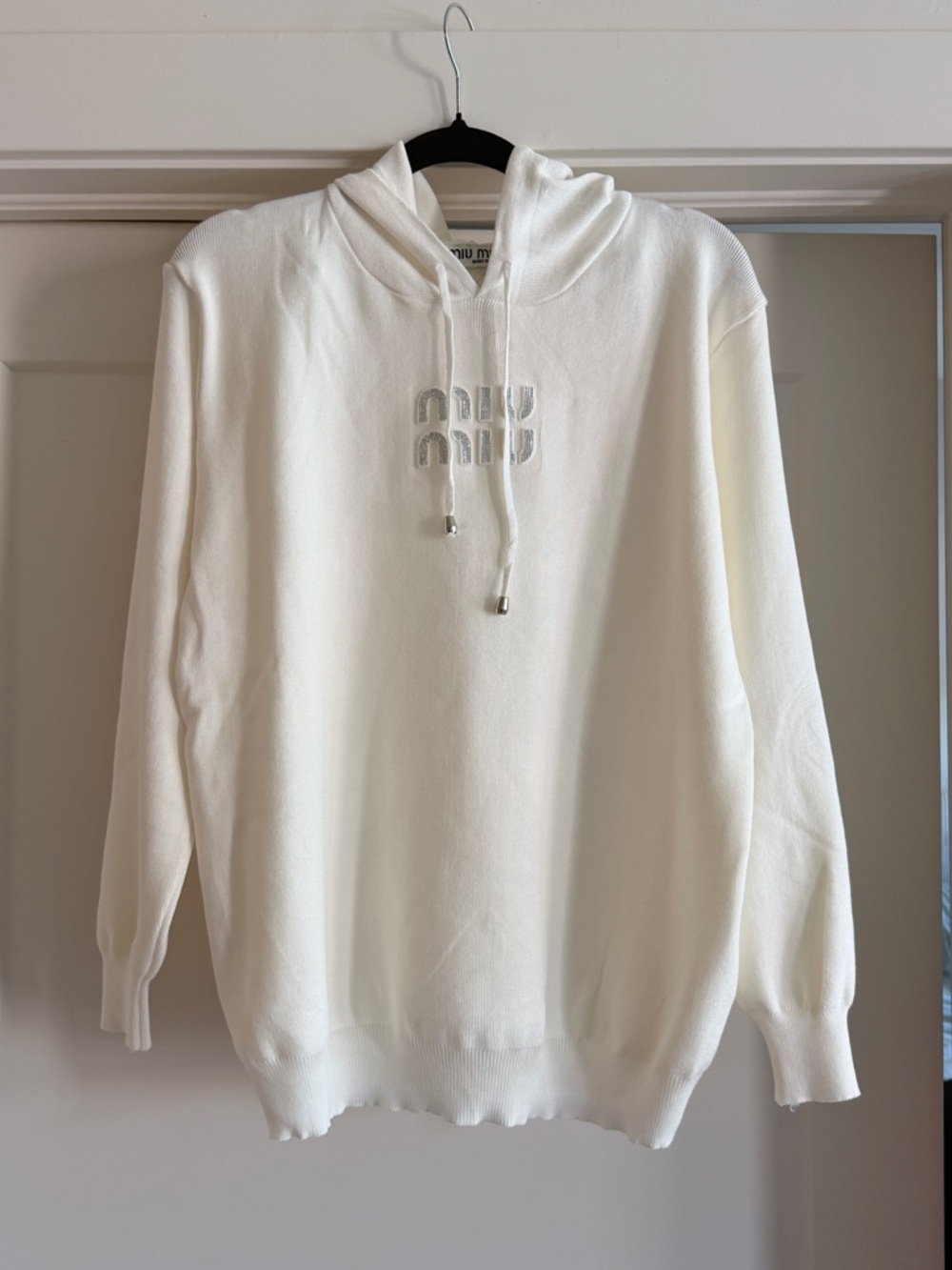 Miu Miu Cream Hooded Knit sweatshirt and pants